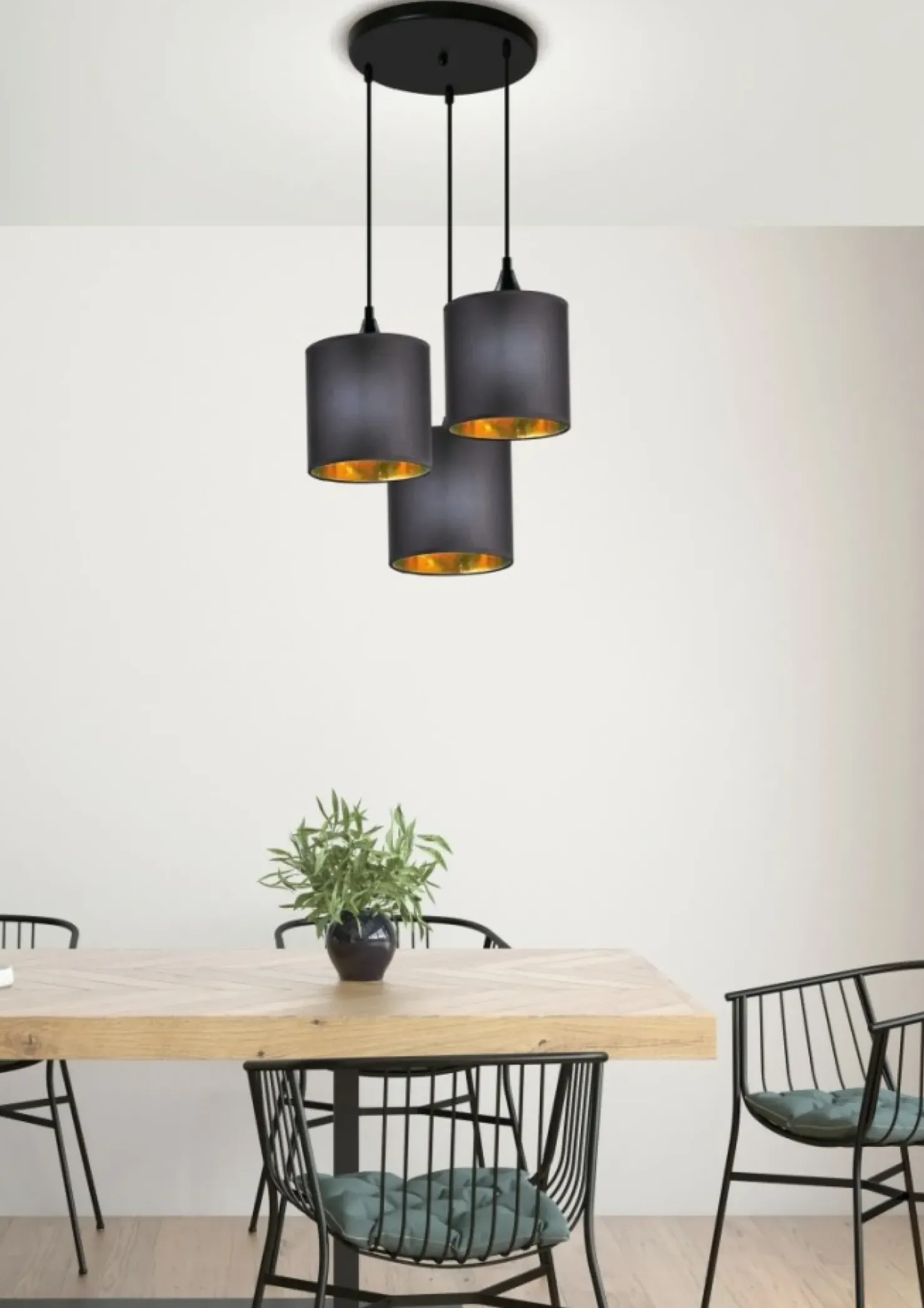 Lampa wisząca z czarno-złotymi abażurami 33-73969 z serii LONG | Kaja*Sklep Kaja Sale