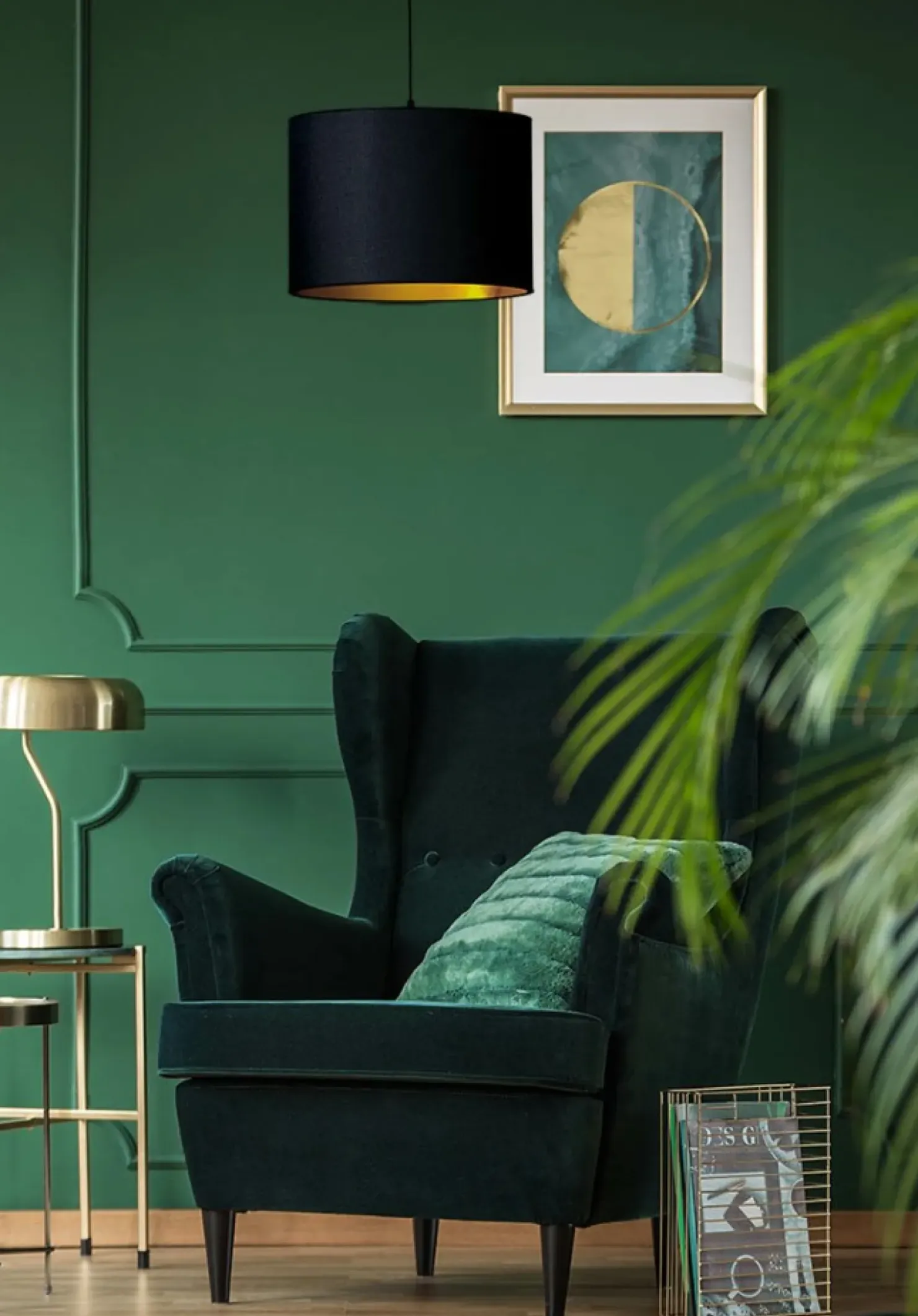 Lampa wisząca z czarno-złotym abażurem K-4325 | Kaja Oświetlenie*Sklep Kaja Fashion