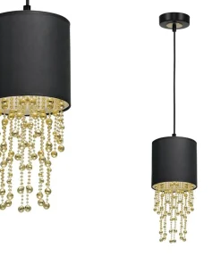 Lampa wisząca z czarno-złotym abażurem MLP6439 z serii ALMERIA | Kaja Oświetleni*Sklep Kaja Discount