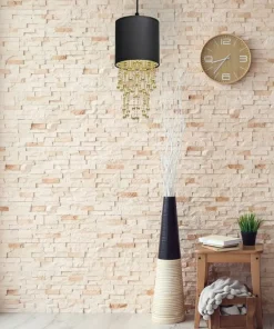 Lampa wisząca z czarno-złotym abażurem MLP6439 z serii ALMERIA | Kaja Oświetleni*Sklep Kaja Discount