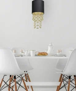 Lampa wisząca z czarno-złotym abażurem MLP6439 z serii ALMERIA | Kaja Oświetleni*Sklep Kaja Discount