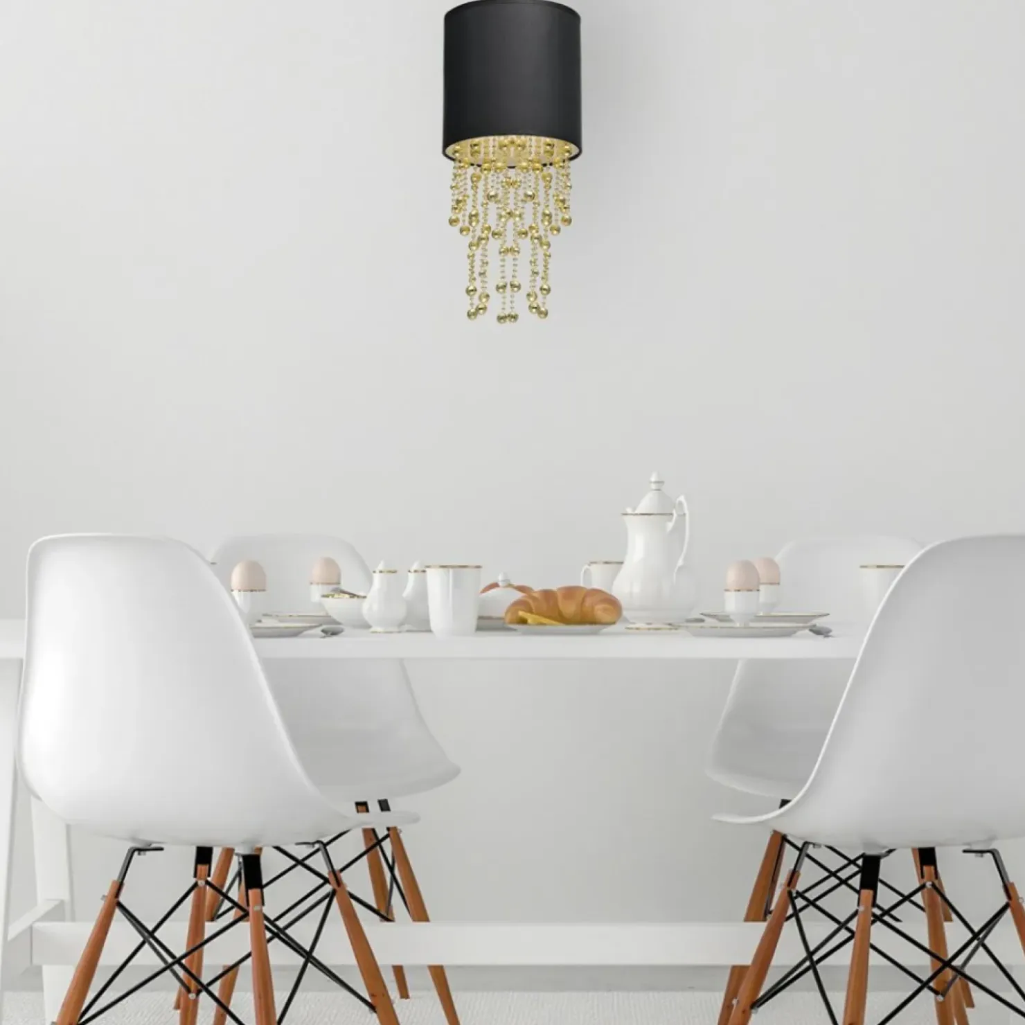 Lampa wisząca z czarno-złotym abażurem MLP6439 z serii ALMERIA | Kaja Oświetleni*Sklep Kaja Discount