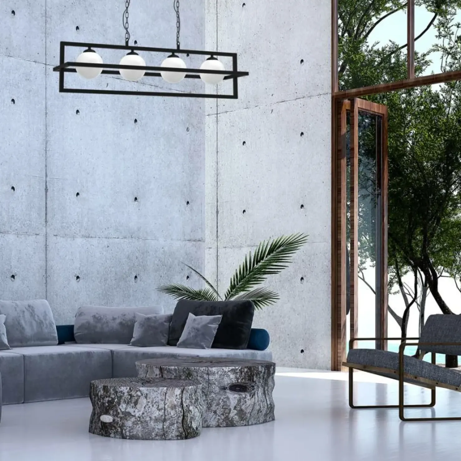 Store Sklep Kaja Lampa wisząca z czterema kloszami w ramce MLP8570 z serii DIEGO | Kaja Oświetlen