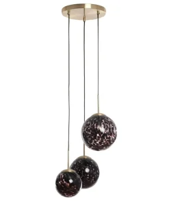 Discount Sklep Kaja Lampa wisząca z dekoracyjnymi kloszami ABR-3SLWS-E14 SFERO | Kaja czarno-złoty