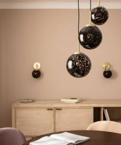 Discount Sklep Kaja Lampa wisząca z dekoracyjnymi kloszami ABR-3SLWS-E14 SFERO | Kaja czarno-złoty