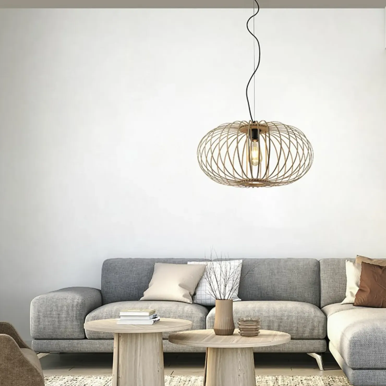 Best Sklep Kaja Lampa wisząca z drewnianych pasków 11409-79 z serii RACOON | Kaja drewno
