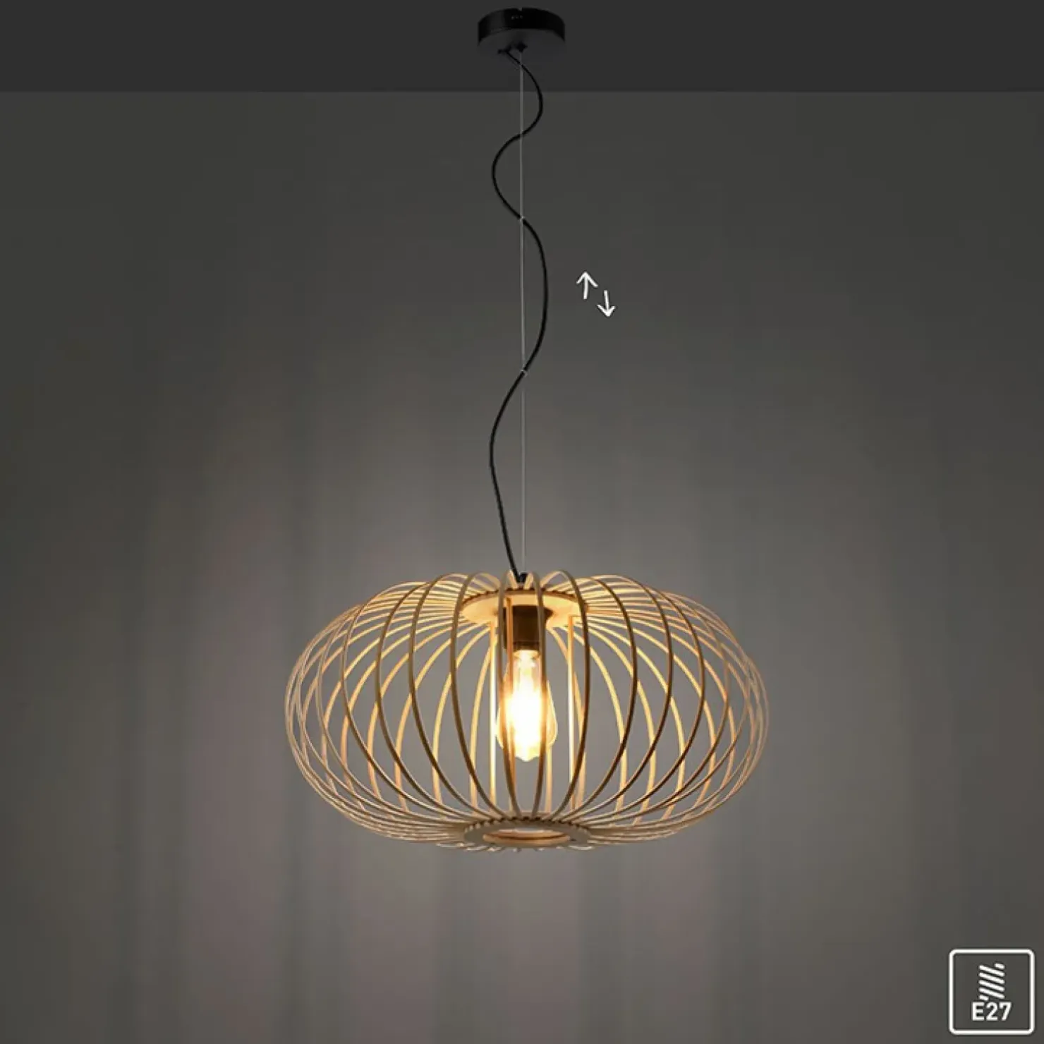 Best Sklep Kaja Lampa wisząca z drewnianych pasków 11409-79 z serii RACOON | Kaja drewno