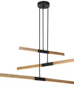 Outlet Sklep Kaja Lampa wisząca z drewnianymi listwami LP-2828/3P LUGANO | Kaja