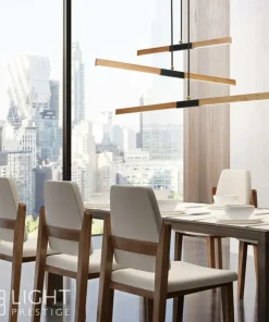 Outlet Sklep Kaja Lampa wisząca z drewnianymi listwami LP-2828/3P LUGANO | Kaja