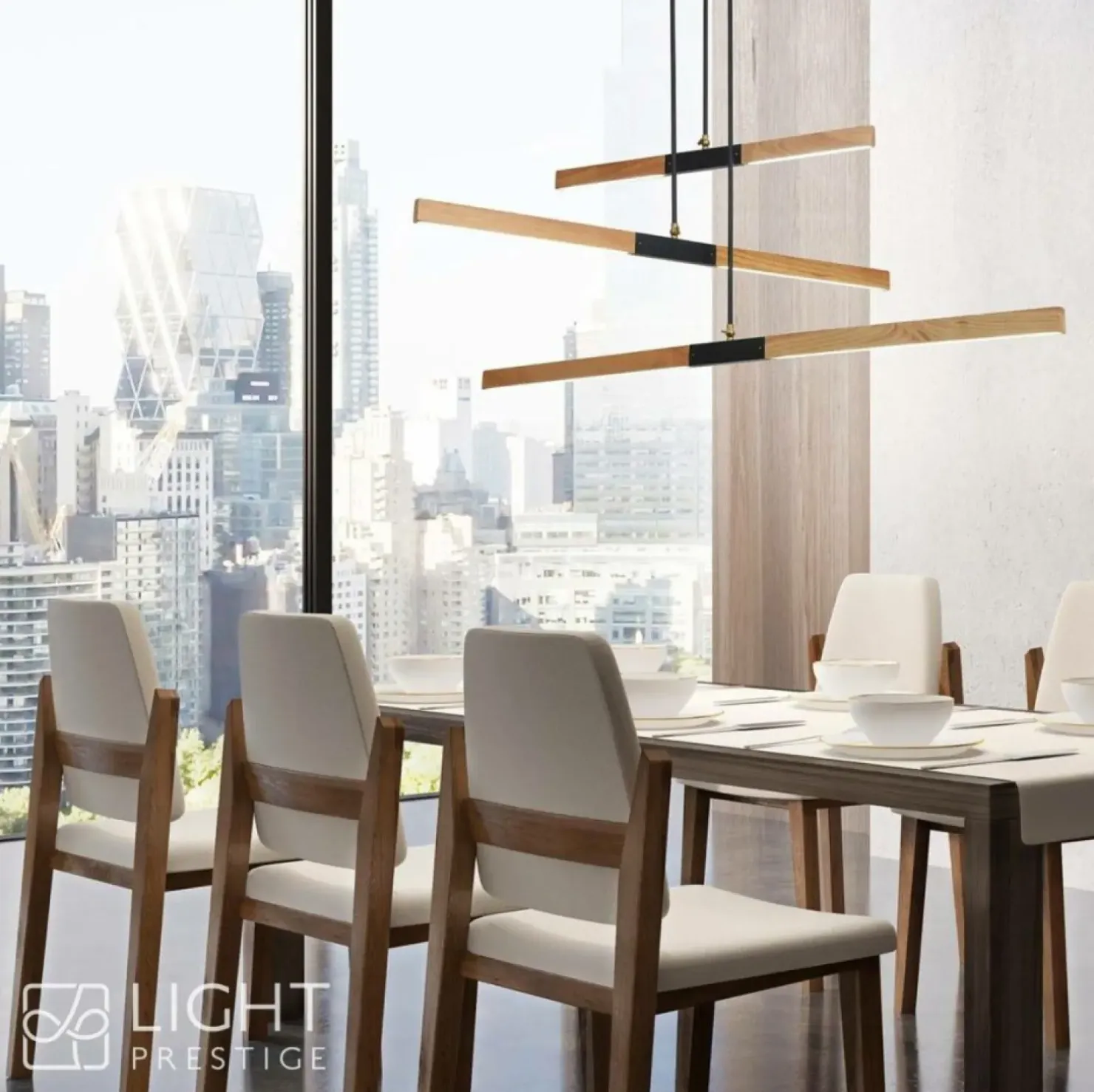 Outlet Sklep Kaja Lampa wisząca z drewnianymi listwami LP-2828/3P LUGANO | Kaja