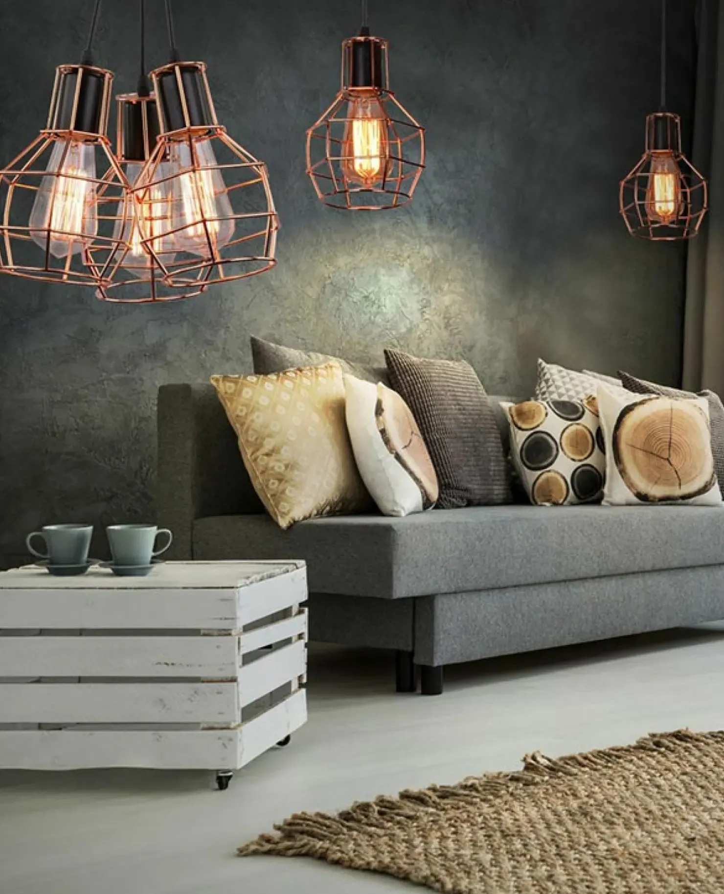 Shop Sklep Kaja Lampa wisząca z drucianym, m kloszem AZ1659 CARRON | Kaja miedziany