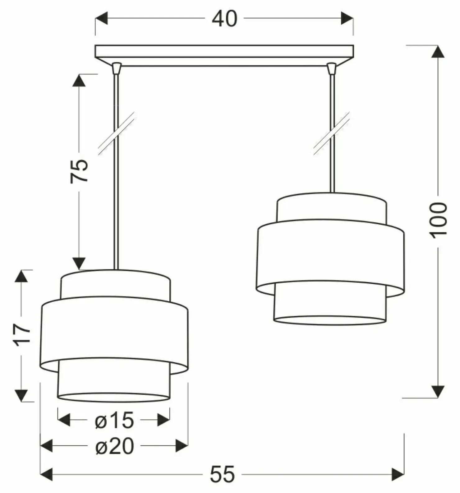 Lampa wisząca z dwoma dekoracyjnymi abażurami 32-18434 z serii HARE | Kaja Oświe*Sklep Kaja Best Sale