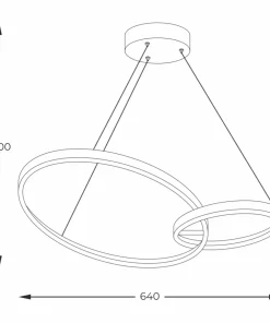 Outlet Sklep Kaja Lampa wisząca z dwoma kołami LED, do salonu 20002P-GD RANDO | Kaja