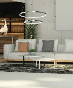 Clearance Sklep Kaja Lampa wisząca z dwoma okręgami, kolor chrom ML7943 z serii ROTONDA | Kaja Oświet