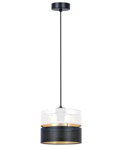 Lampa wisząca z eleganckim czarno-białym abażurem K-5290 z serii VEGA*Sklep Kaja Outlet