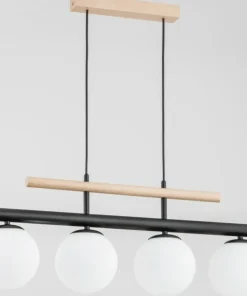 New Sklep Kaja Lampa wisząca z elementami z drewna, na 4 żarówki AL 63091 | Kaja