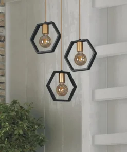 Shop Sklep Kaja Lampa wisząca z geometrycznymi kloszami K-4722 HONEY | Kaja