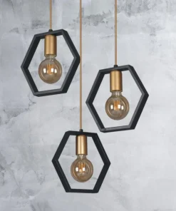 Shop Sklep Kaja Lampa wisząca z geometrycznymi kloszami K-4722 HONEY | Kaja