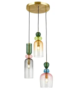 Best Sale Sklep Kaja Lampa wisząca z kolorowymi zwisami PND-37462-3A-MC-GD MANSO | Kaja