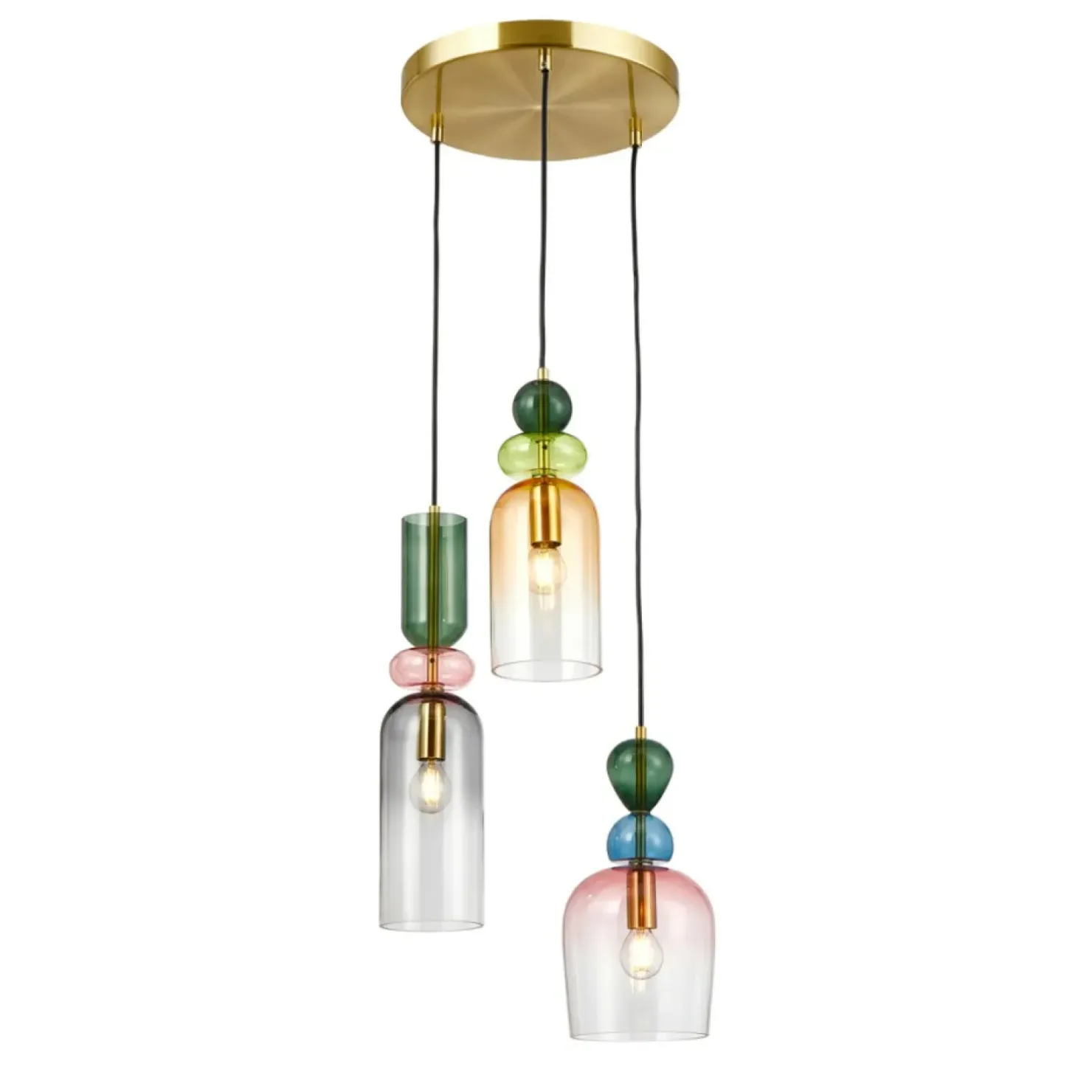 Best Sale Sklep Kaja Lampa wisząca z kolorowymi zwisami PND-37462-3A-MC-GD MANSO | Kaja