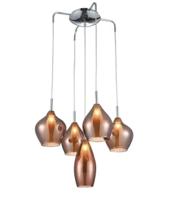 Outlet Sklep Kaja Lampa wisząca z mi kloszami AZ3172 AMBER | Kaja Oświetlenie miedziany