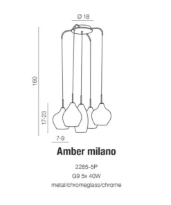 Outlet Sklep Kaja Lampa wisząca z mi kloszami AZ3172 AMBER | Kaja Oświetlenie miedziany