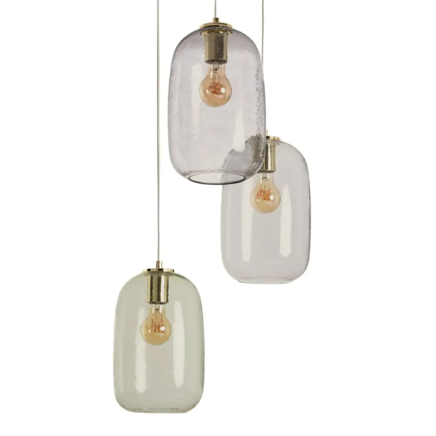 Shop Sklep Kaja Lampa wisząca z obłymi, szklanymi kloszami ABR-3SKCLA CLARO | Kaja złoty