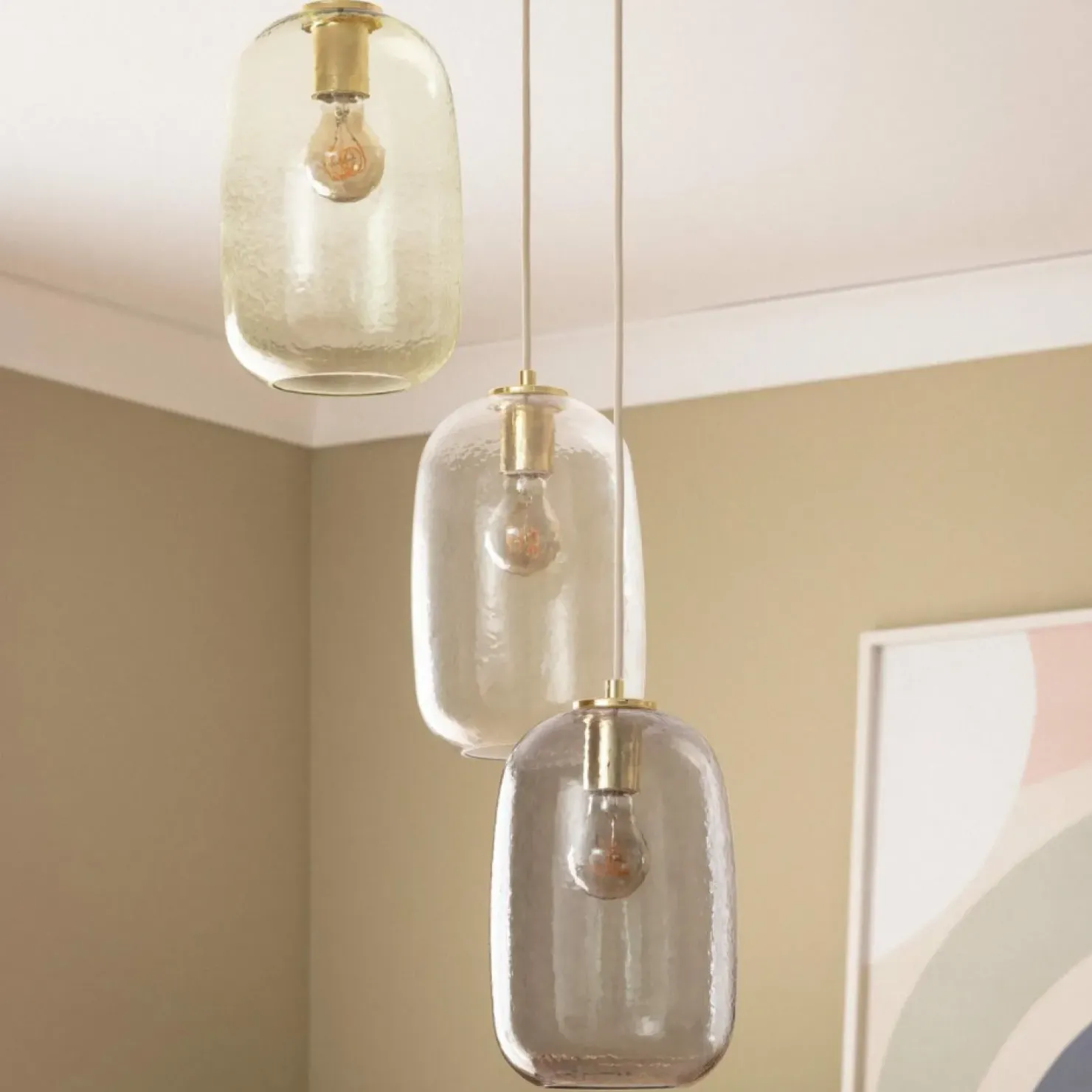 Shop Sklep Kaja Lampa wisząca z obłymi, szklanymi kloszami ABR-3SKCLA CLARO | Kaja złoty