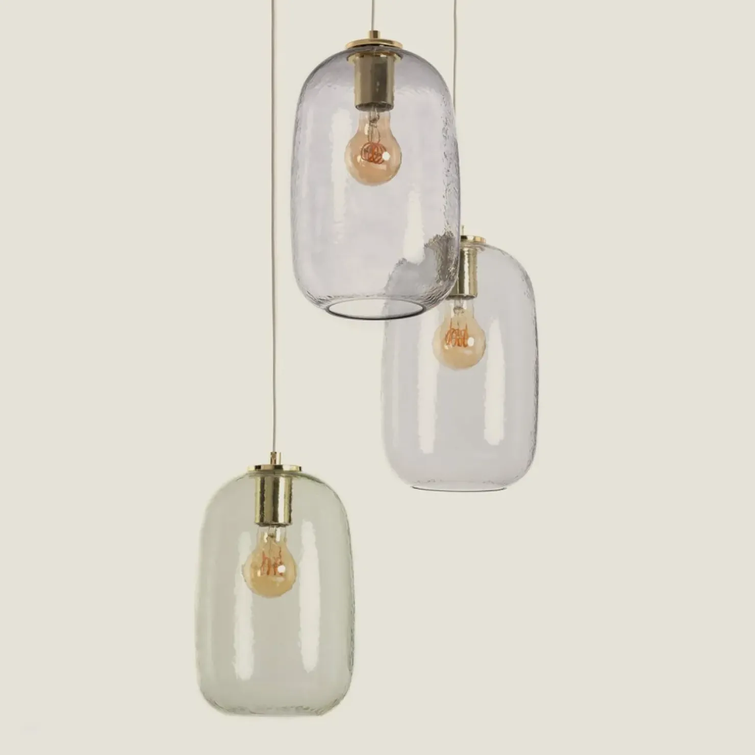 Shop Sklep Kaja Lampa wisząca z obłymi, szklanymi kloszami ABR-3SKCLA CLARO | Kaja złoty
