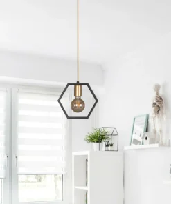 New Sklep Kaja Lampa wisząca z ozdobną ramką heksagon K-4720 HONEY | Kaja Oświetlenie