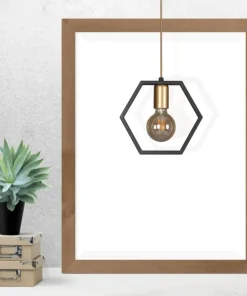 New Sklep Kaja Lampa wisząca z ozdobną ramką heksagon K-4720 HONEY | Kaja Oświetlenie