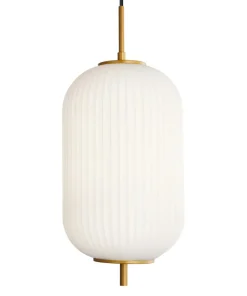 Best Sale Sklep Kaja Lampa wisząca z ryflowanym szkłem PND-28798-1-GD-WH z serii OLMETO