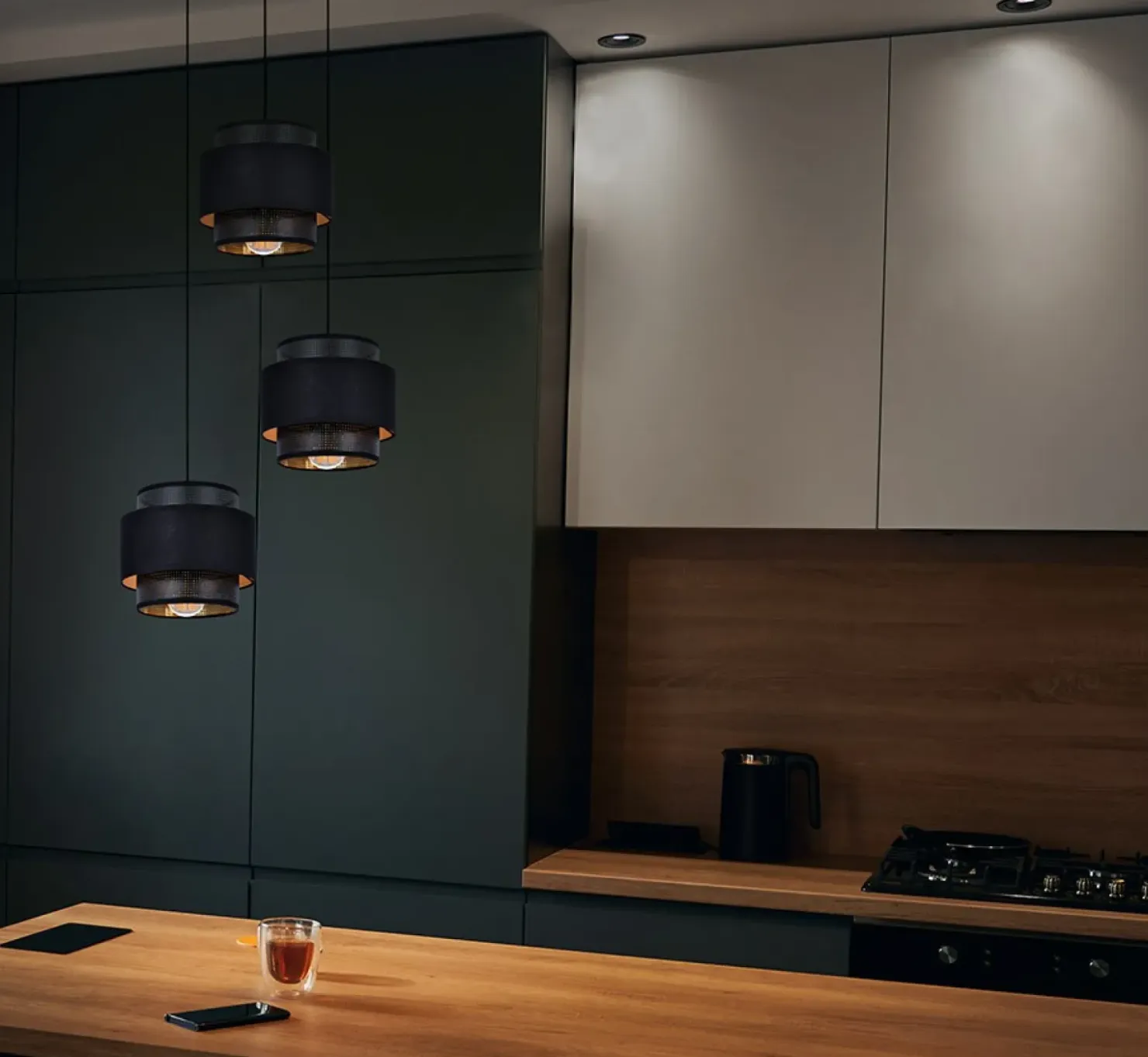Lampa wisząca z trzema abażurami nad stół kuchenny K-5282 z serii AMOS*Sklep Kaja Cheap
