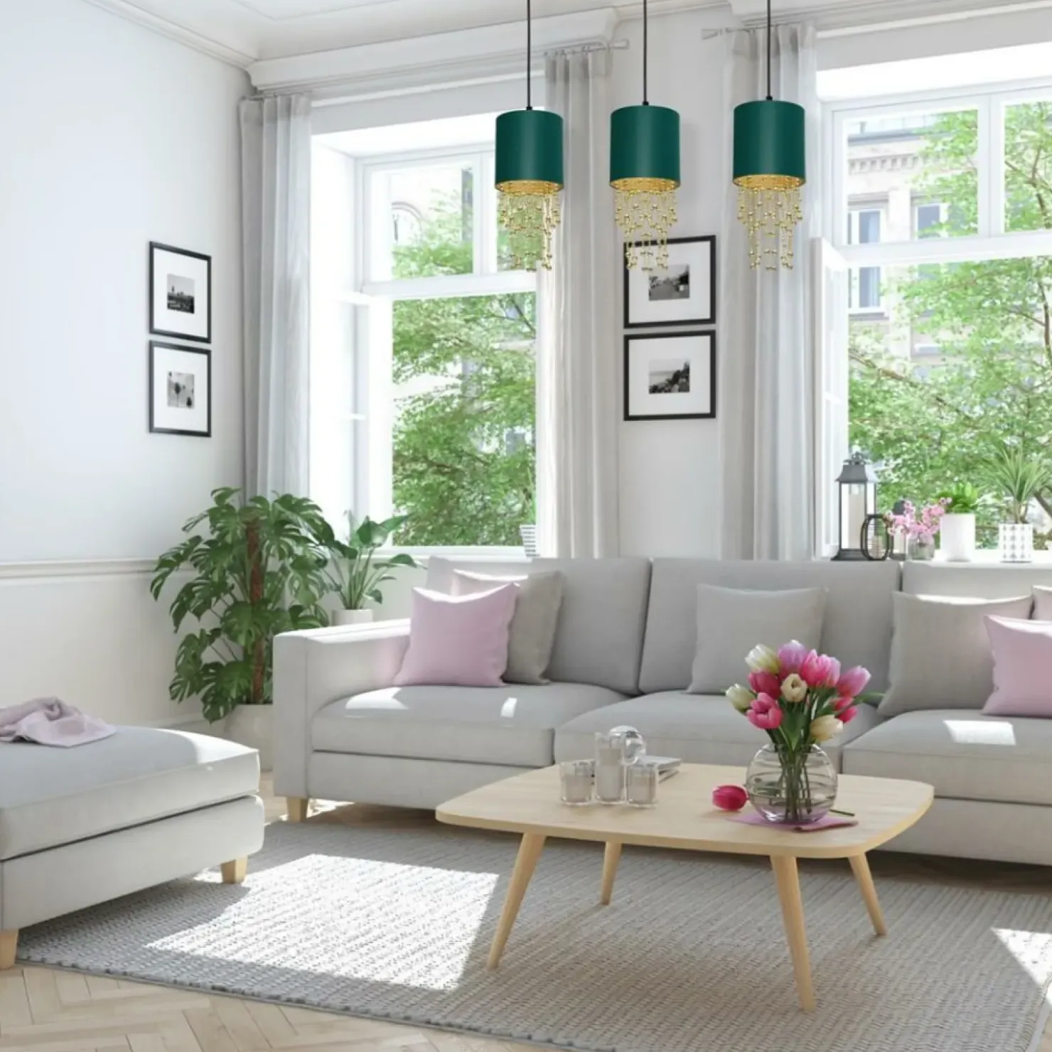 Lampa wisząca z trzema abażurami, kryształowa MLP64500 z serii ALMERIA | Kaja Oś*Sklep Kaja Flash Sale