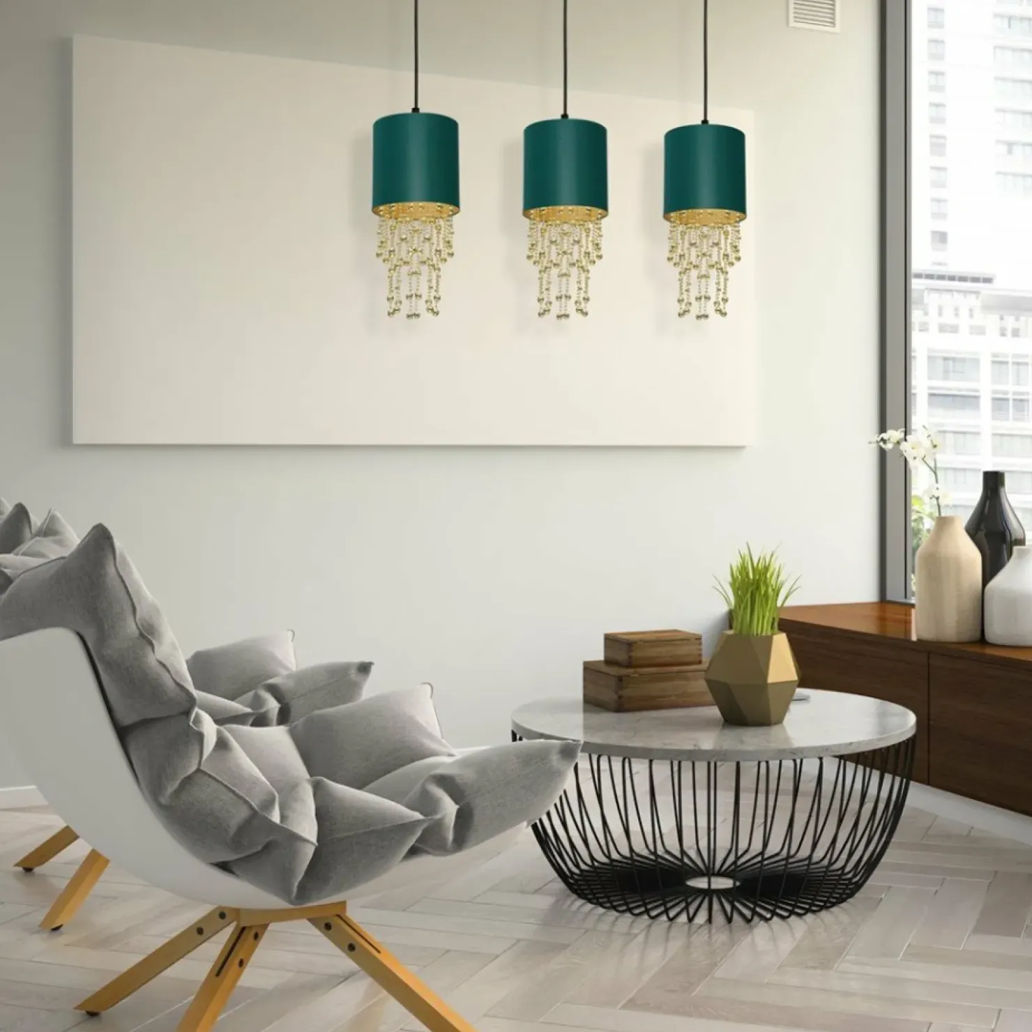 Lampa wisząca z trzema abażurami, kryształowa MLP64500 z serii ALMERIA | Kaja Oś*Sklep Kaja Flash Sale