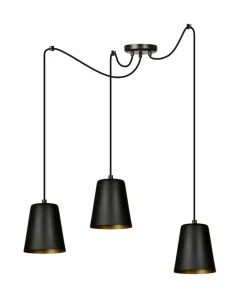 Flash Sale Sklep Kaja Lampa wisząca z trzema czarno-złotymi kloszami 455/3 | Kaja