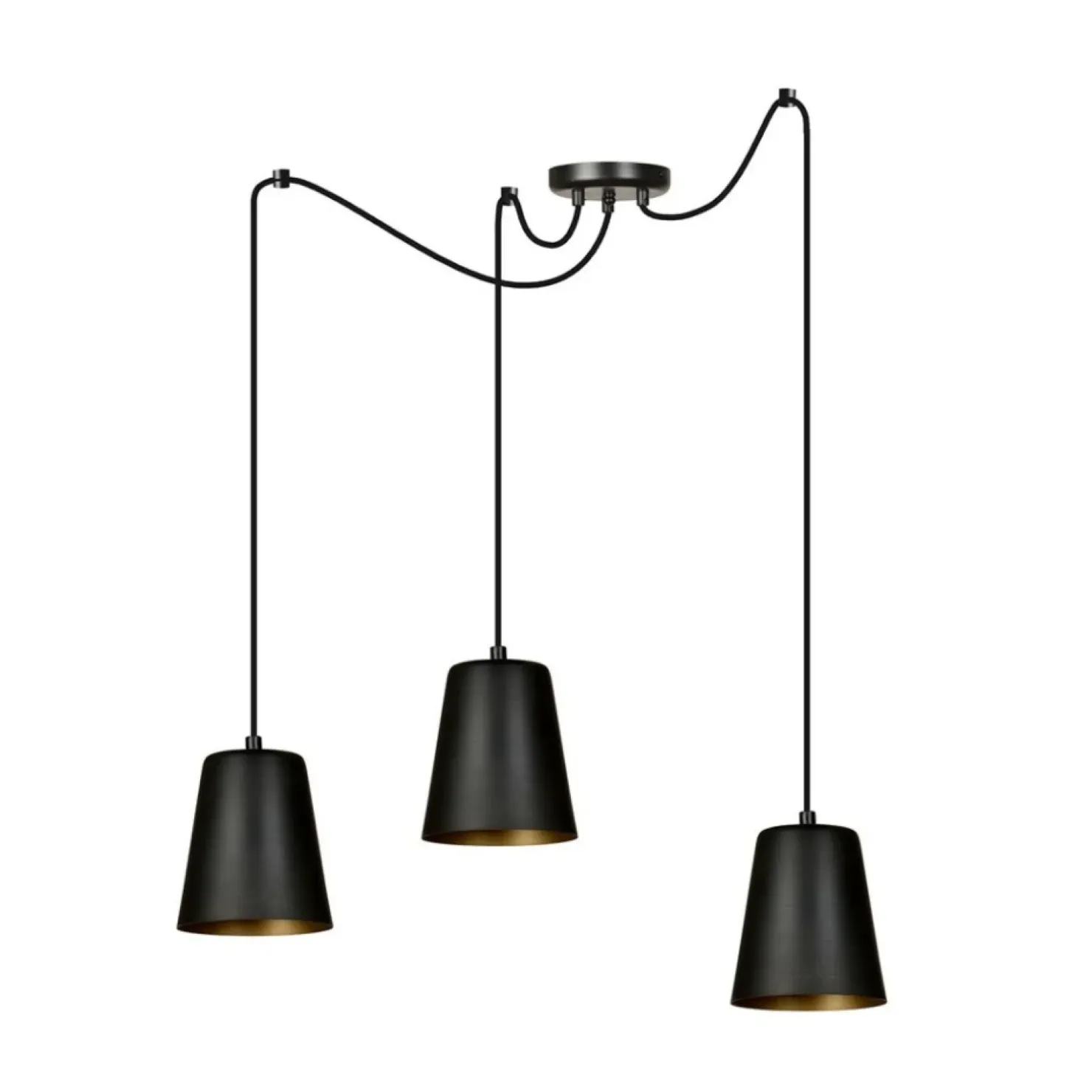 Flash Sale Sklep Kaja Lampa wisząca z trzema czarno-złotymi kloszami 455/3 | Kaja