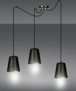 Flash Sale Sklep Kaja Lampa wisząca z trzema czarno-złotymi kloszami 455/3 | Kaja