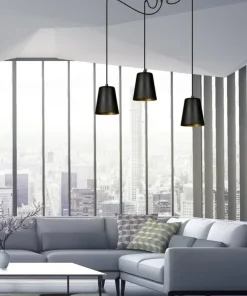 Flash Sale Sklep Kaja Lampa wisząca z trzema czarno-złotymi kloszami 455/3 | Kaja
