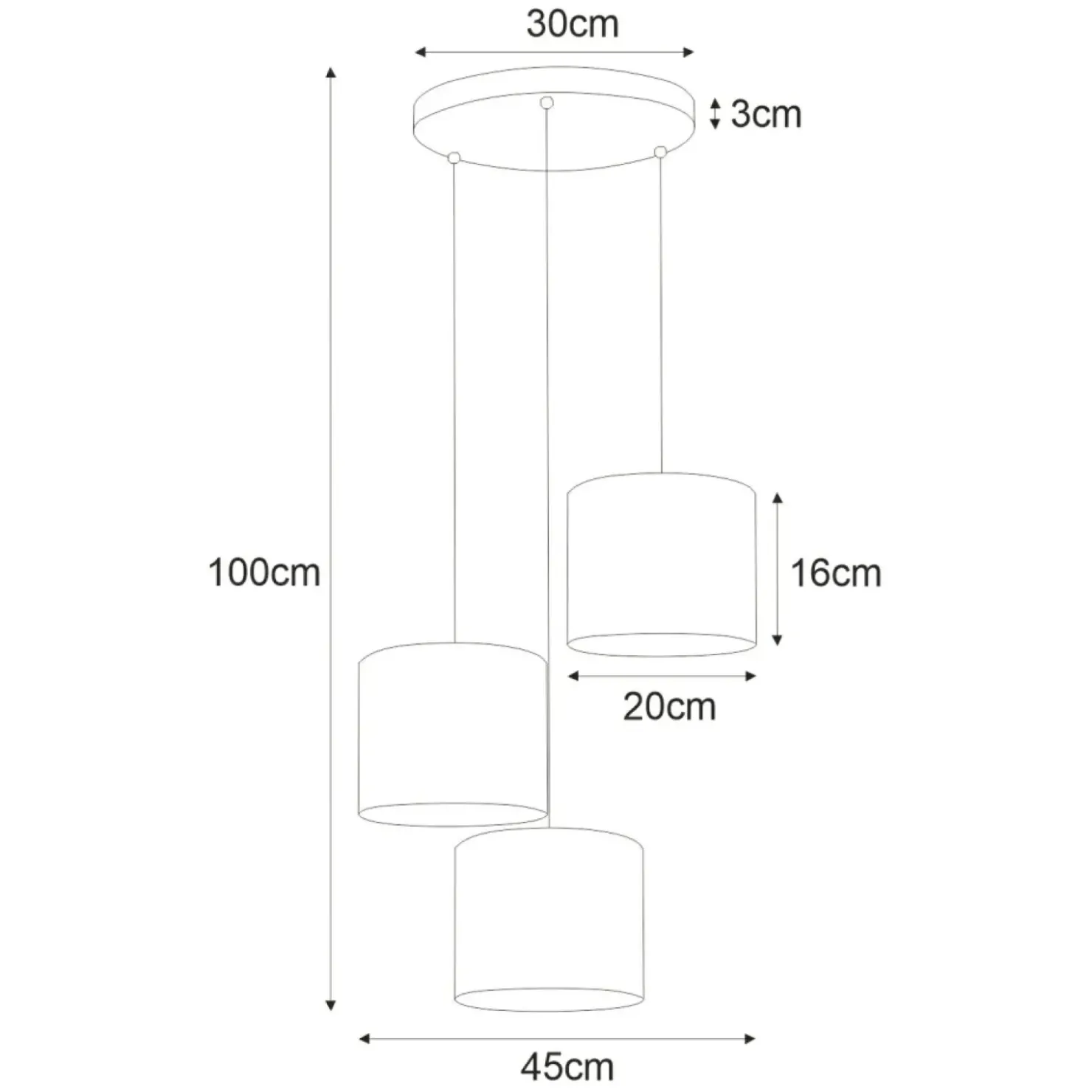 Lampa wisząca z trzema dekoracyjnymi abażurami K-4326 | Kaja*Sklep Kaja Discount