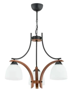 Lampa wisząca z trzema kloszami i drewnem AL 62421 z serii BAFIA*Sklep Kaja Store