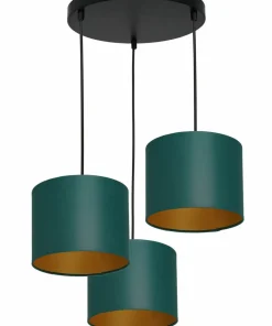 Lampa wisząca z trzema zielono-złotymi abażurami LX 3551 z serii ARDEN*Sklep Kaja Hot