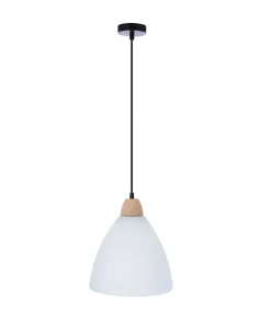 Lampa wisząca ze szklanym kloszem, z drewnem 31-16720 z serii NAPOLA | Kaja Oświ*Sklep Kaja Clearance