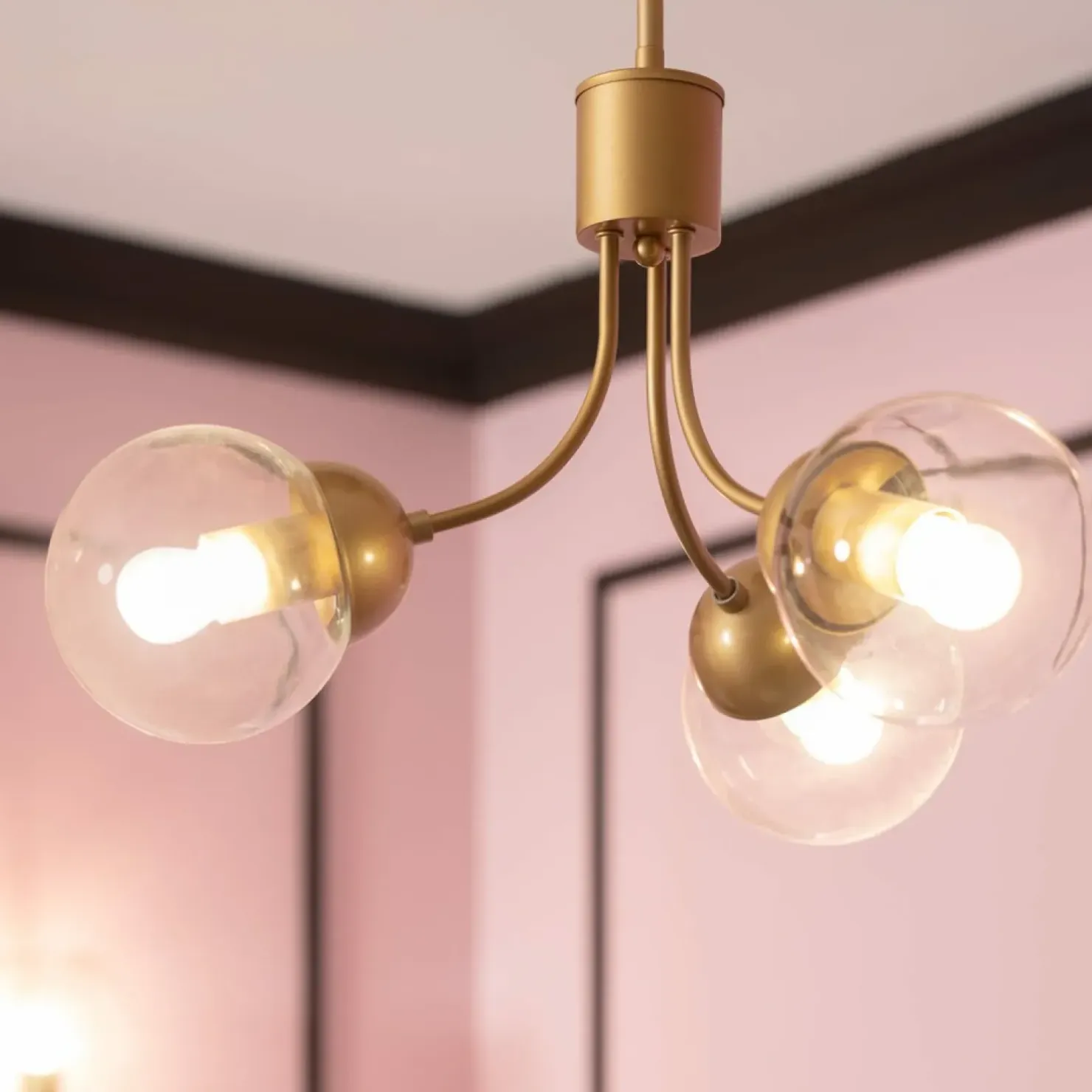 Store Sklep Kaja Lampa wisząca ze szklanymi kloszami ABR-LWZK-3XE27 TEMIDA | Kaja złoty