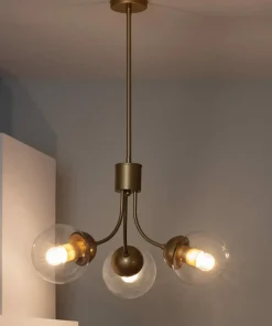 Store Sklep Kaja Lampa wisząca ze szklanymi kloszami ABR-LWZK-3XE27 TEMIDA | Kaja złoty
