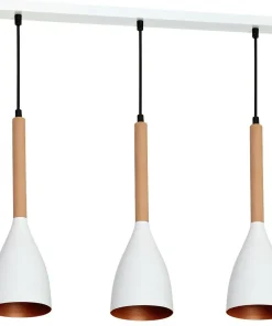 Outlet Sklep Kaja Lampa wisząca ze złotym wnętrzem i drewnem LX 9108 z serii MUZA | Kaja