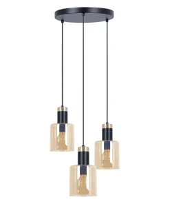 Best Sklep Kaja Lampa wisząca, złota dekoracja i miodowy klosz K-5257 z serii ALTO