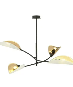 Flash Sale Sklep Kaja Lampa z biało-złotymi, otwartymi abażurami 1107/4 LOTUS | Kaja