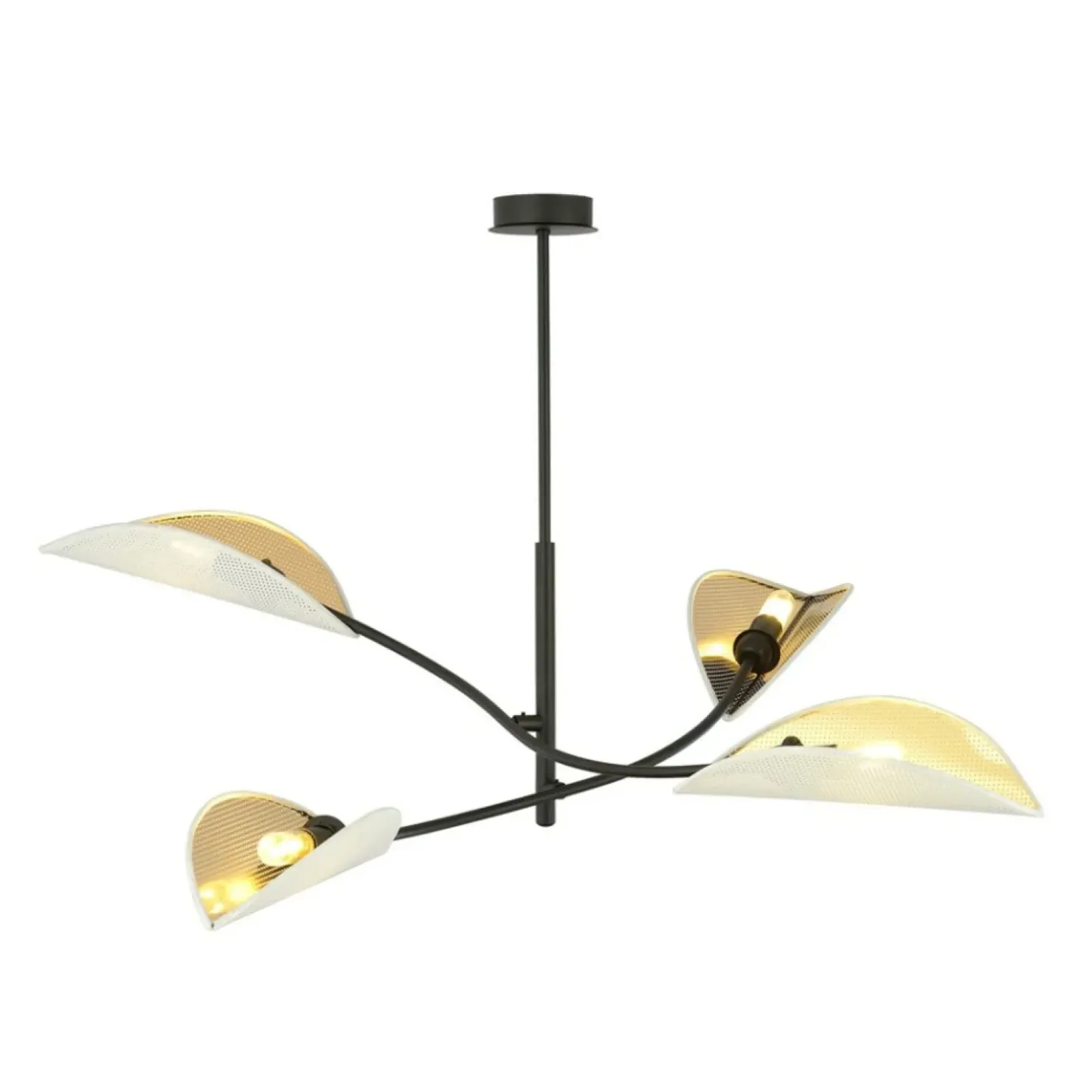 Flash Sale Sklep Kaja Lampa z biało-złotymi, otwartymi abażurami 1107/4 LOTUS | Kaja