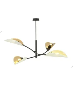 Flash Sale Sklep Kaja Lampa z biało-złotymi, otwartymi abażurami 1107/4 LOTUS | Kaja